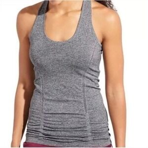 Athleta Fastest Track Tank Top Racerback Ruched Size M‎ Gray Activewear Yoga Run